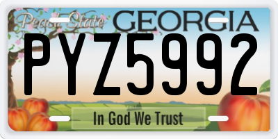 GA license plate PYZ5992