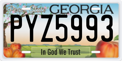 GA license plate PYZ5993