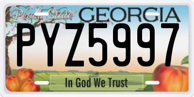 GA license plate PYZ5997