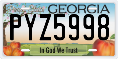 GA license plate PYZ5998