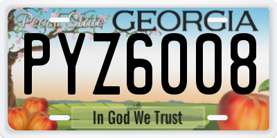 GA license plate PYZ6008