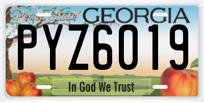 GA license plate PYZ6019