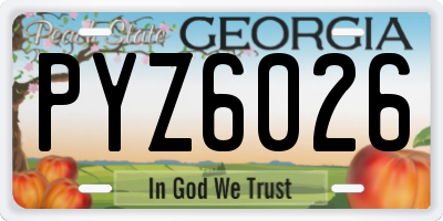 GA license plate PYZ6026