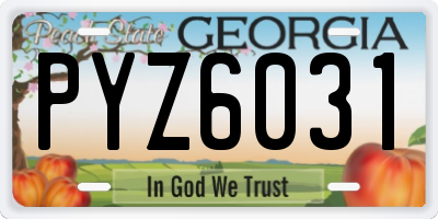GA license plate PYZ6031
