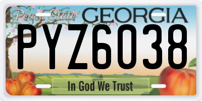 GA license plate PYZ6038