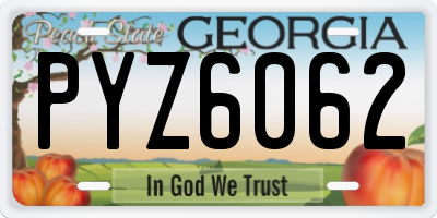 GA license plate PYZ6062