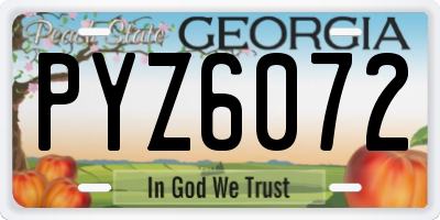 GA license plate PYZ6072