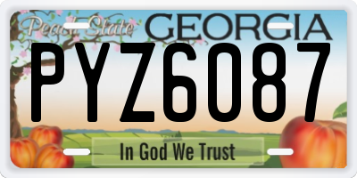 GA license plate PYZ6087