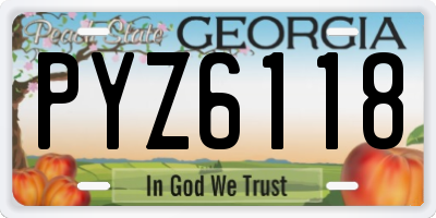 GA license plate PYZ6118