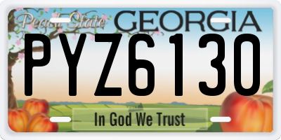 GA license plate PYZ6130