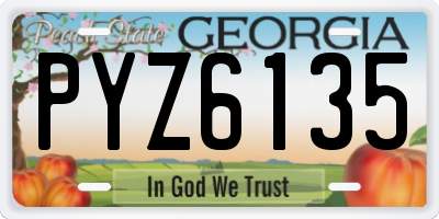 GA license plate PYZ6135