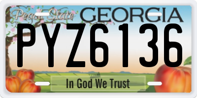 GA license plate PYZ6136