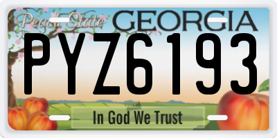 GA license plate PYZ6193