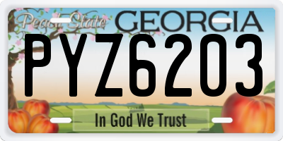GA license plate PYZ6203