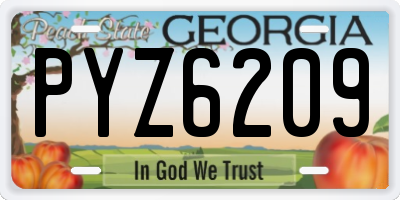 GA license plate PYZ6209