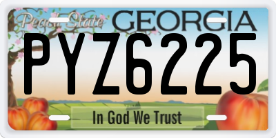 GA license plate PYZ6225
