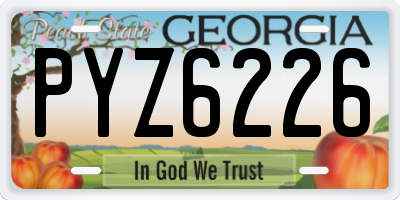 GA license plate PYZ6226