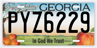 GA license plate PYZ6229
