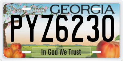 GA license plate PYZ6230