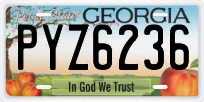 GA license plate PYZ6236
