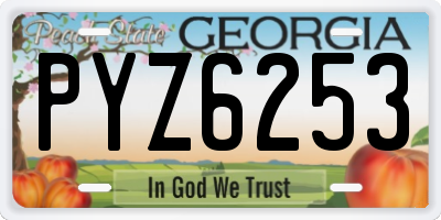 GA license plate PYZ6253