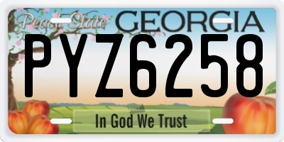 GA license plate PYZ6258