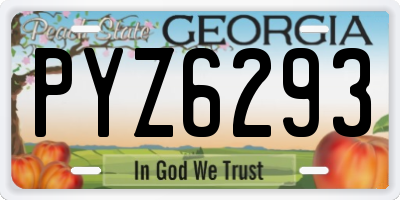 GA license plate PYZ6293