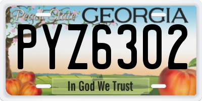 GA license plate PYZ6302