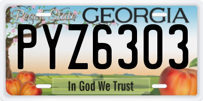 GA license plate PYZ6303