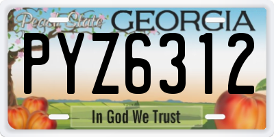 GA license plate PYZ6312