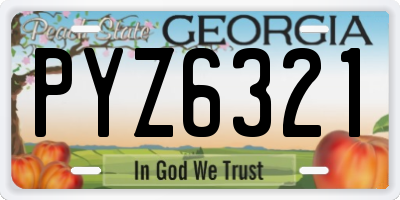 GA license plate PYZ6321