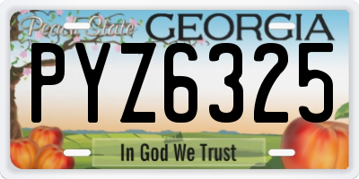 GA license plate PYZ6325