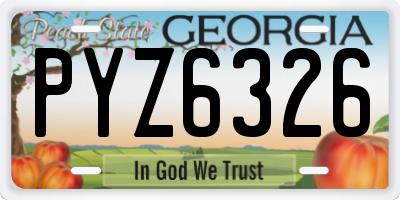 GA license plate PYZ6326