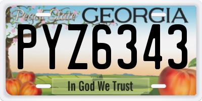GA license plate PYZ6343