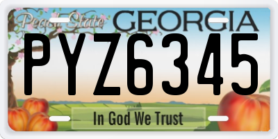 GA license plate PYZ6345
