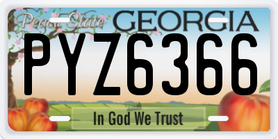 GA license plate PYZ6366