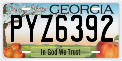 GA license plate PYZ6392
