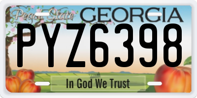 GA license plate PYZ6398