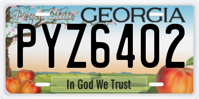GA license plate PYZ6402