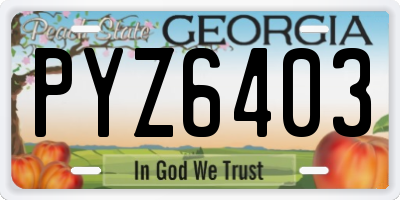 GA license plate PYZ6403