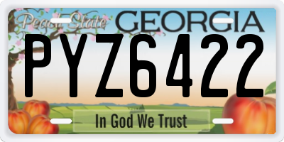 GA license plate PYZ6422