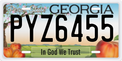 GA license plate PYZ6455