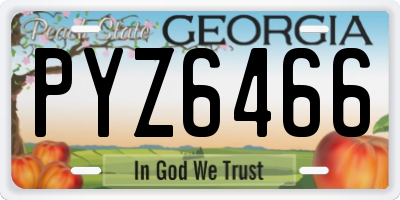 GA license plate PYZ6466