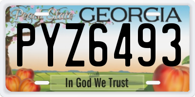 GA license plate PYZ6493