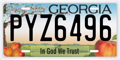 GA license plate PYZ6496