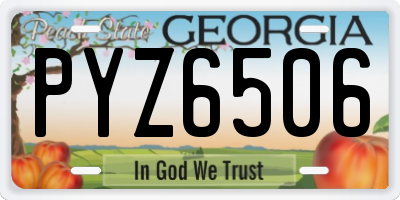 GA license plate PYZ6506