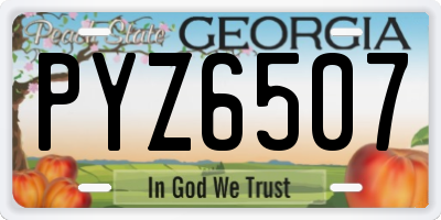 GA license plate PYZ6507