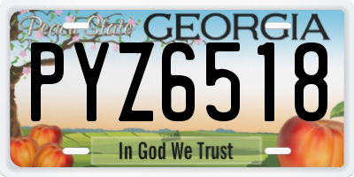 GA license plate PYZ6518