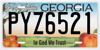 GA license plate PYZ6521