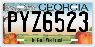 GA license plate PYZ6523